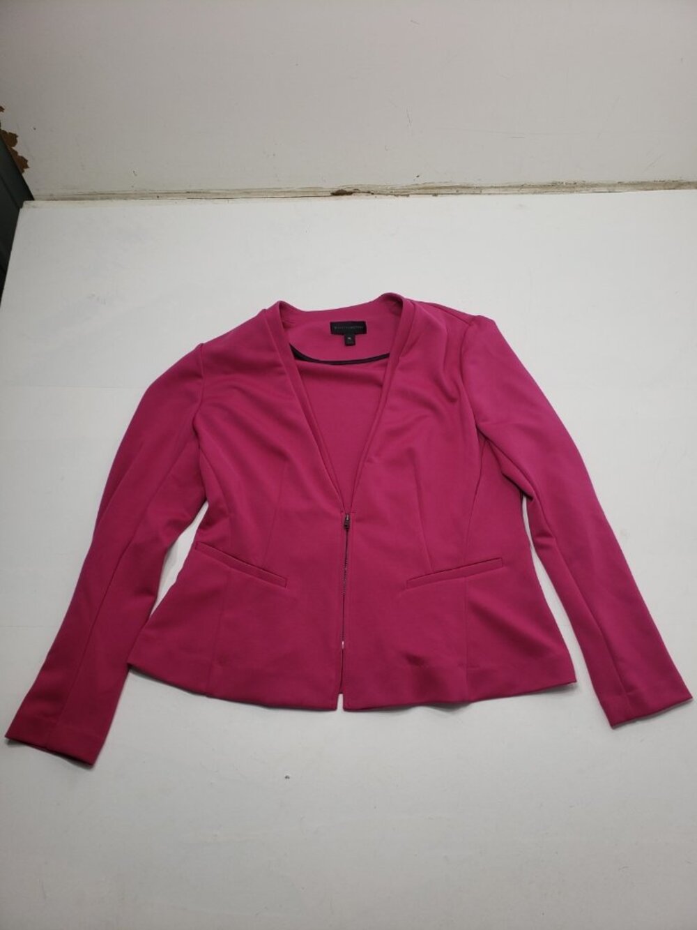 Worthington Women’s XL Pink Magenta Zip Front Blazer Career Jacket Stretch